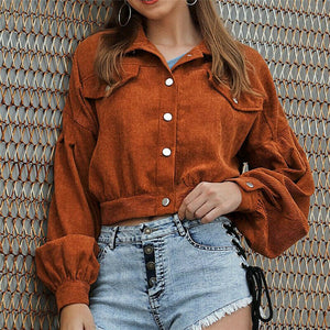 Women Corduroy Short Jacket
