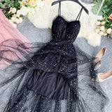 women's sequins V neck dresses