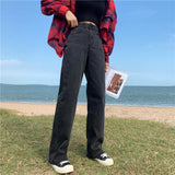 Women loose long denim jeans