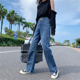 Women loose long denim jeans